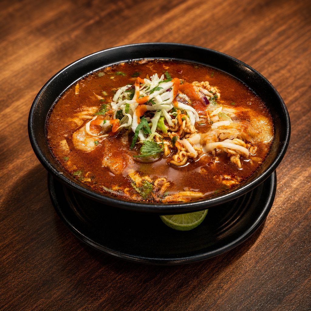 Ramen Birria w/ Cheese / Birria Ramen con Queso.