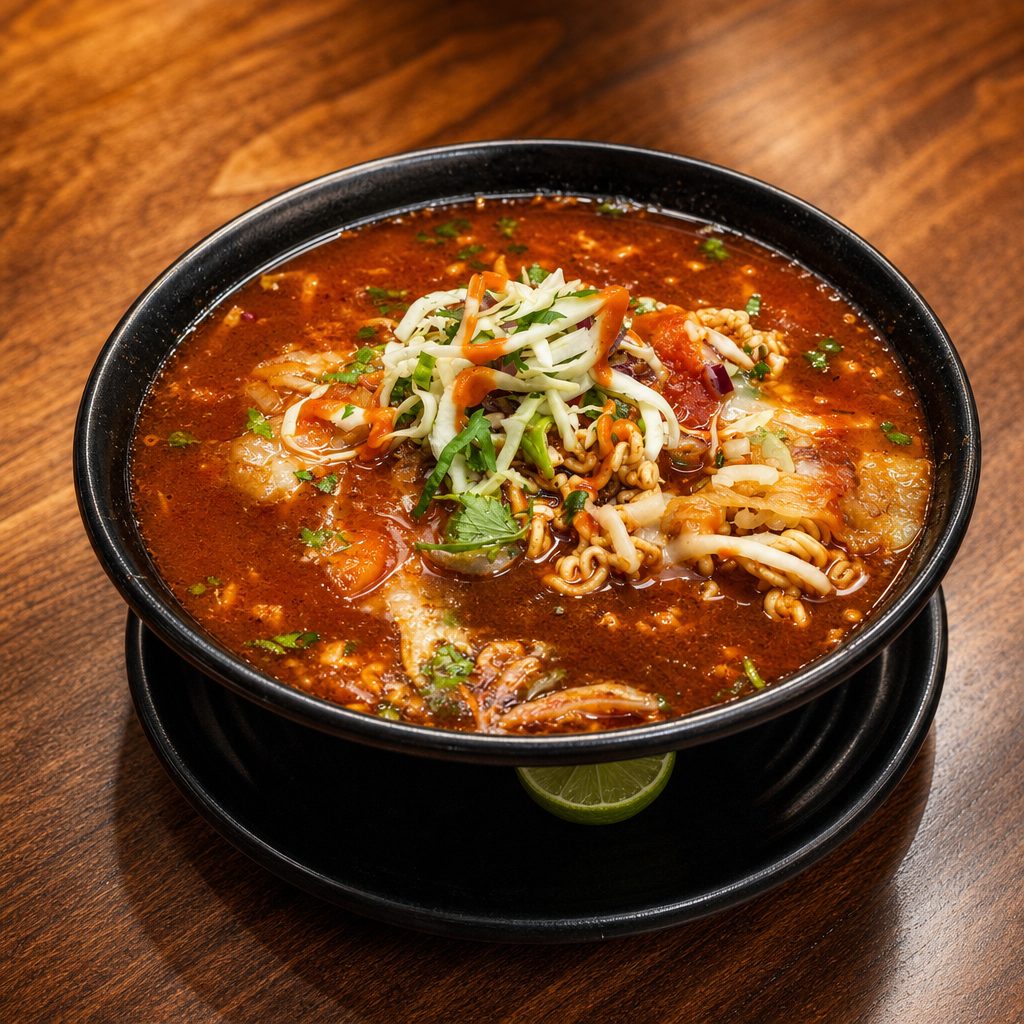 Ramen Birria w/ Cheese / Birria Ramen con Queso.