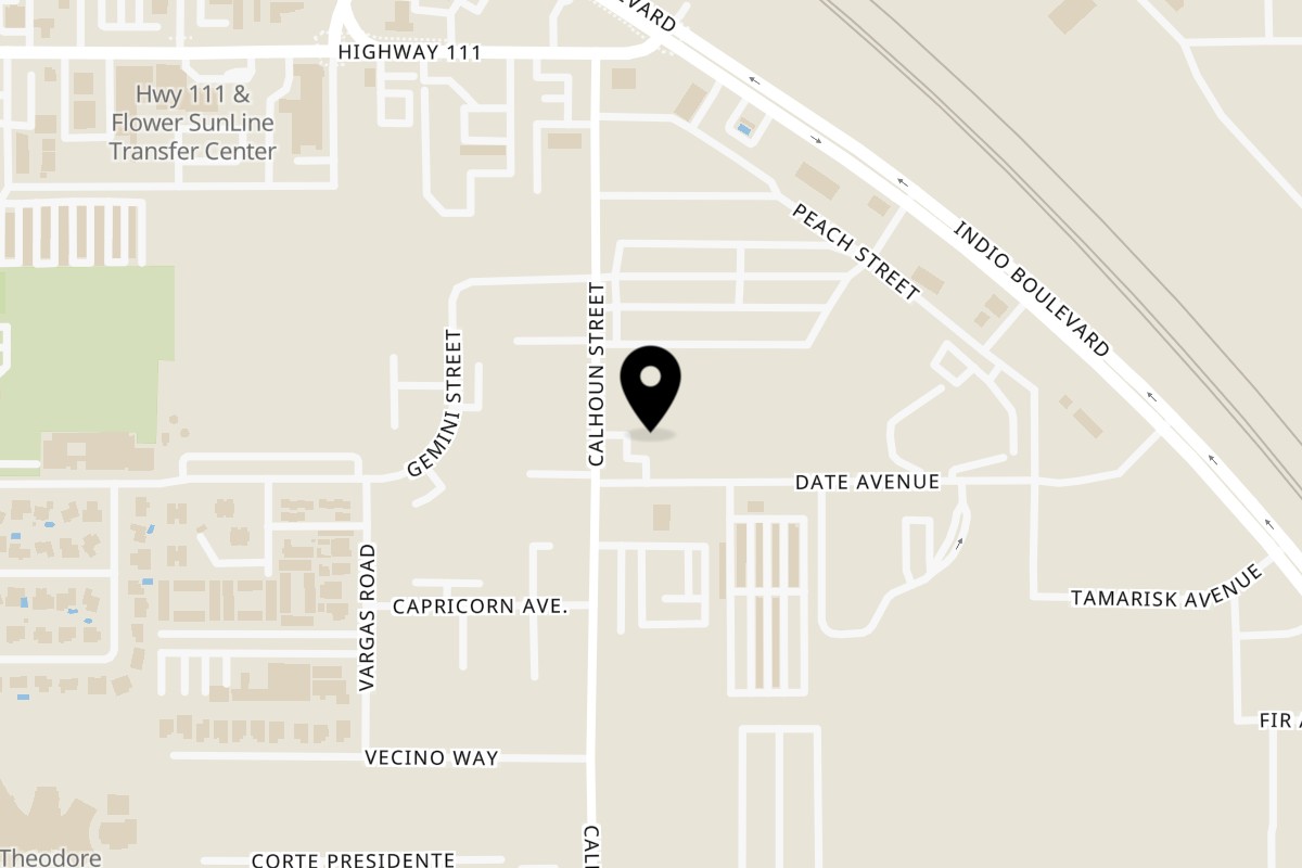 Map showing the location of Taco shop 760 Calhoun St on 46490 Calhoun St in Indio